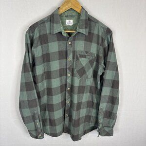 Tentree Plaid Button Up Shirt Mens M Green Organic Cotton Hemp Flannel